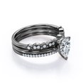 thumbnail image 3 of JeenMata 2.25 Carat Pear Cut - 3 Prong Pave Set - Art Deco Milgrain Filigree - Solitaire Engagement Ring - Trio Wedding Ring Set - 18K Black Gold Plating over Silver, 3 of 6