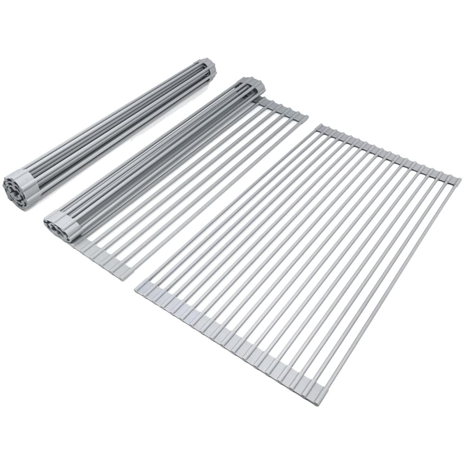 Sorbus Roll-Up Dish Drying Rack Over Sink, Stainless Steel Dish Drainer for Dishes, Fruits & Veggies