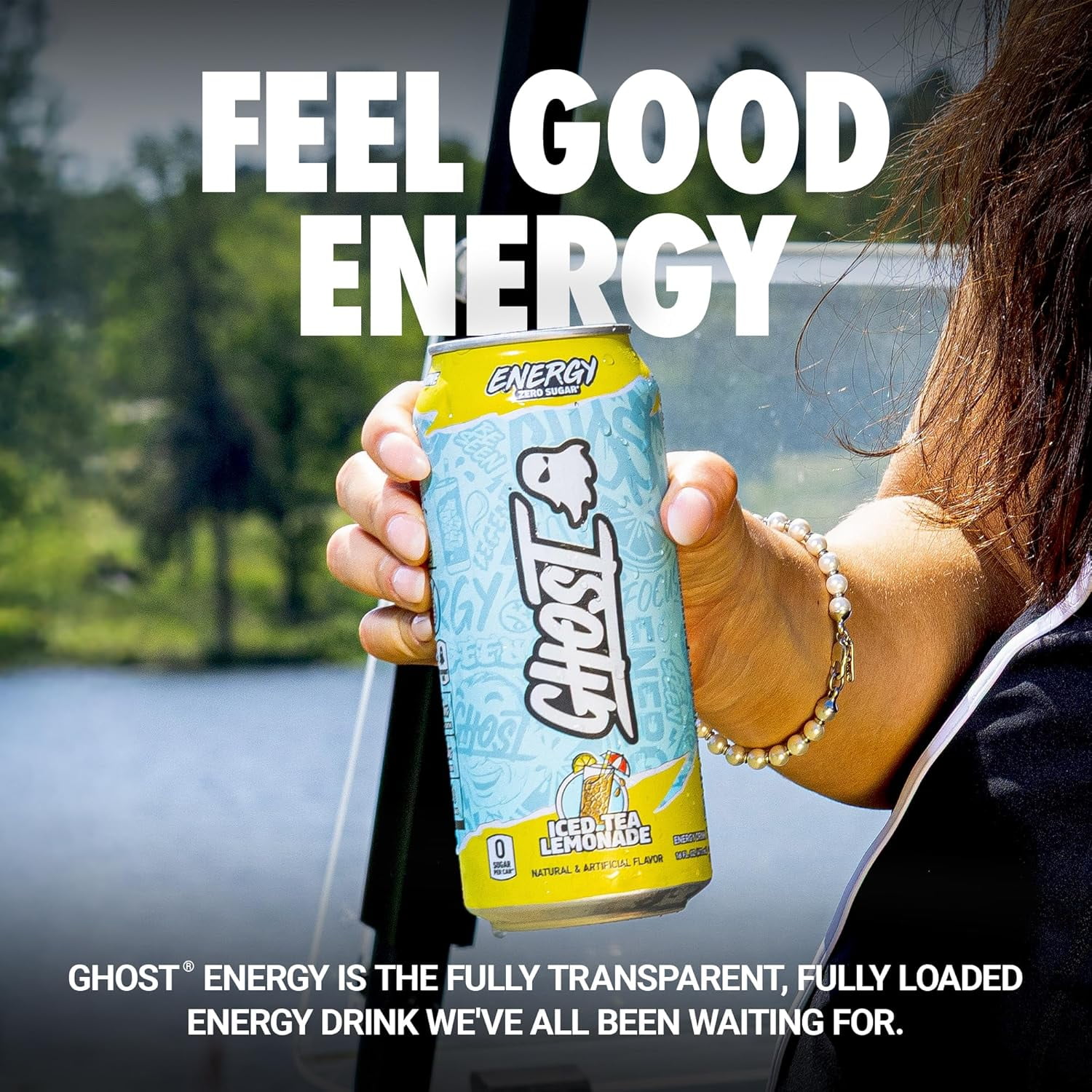 Ghost Zero Sugar Energy Drink, Iced Tea Lemonade, 16 oz Can, 12 Pk