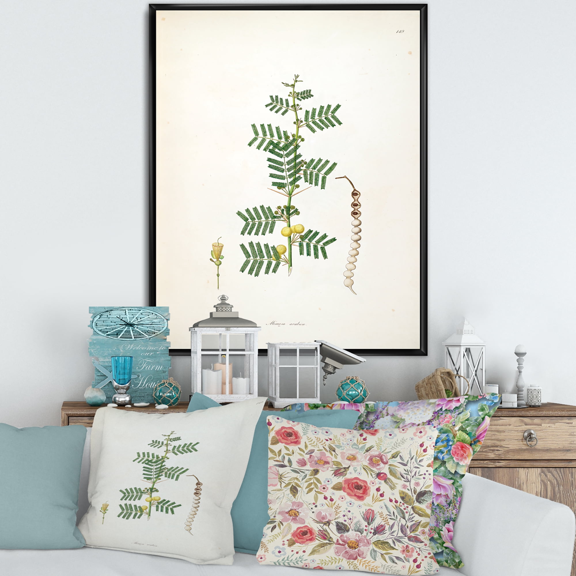 Designart 'Ancient Blossoming Flower III' Farmhouse Framed Canvas Wall Art Print