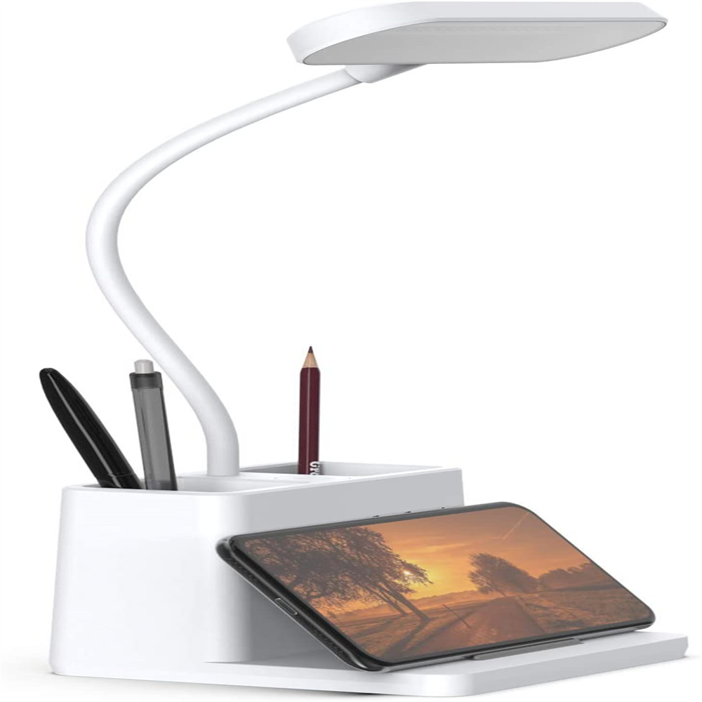 BLUELK LED Desk Lamp, Reading Lights with Pen Holder, USB Charging Port, Small Study Lamp for Home, Office, Dorm - image 3 of 8