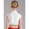 thumbnail image 6 of Hansber Kids Girls Dance Outfits 2-Piece Sleeveless Rhinestones Cutout Mock Neck Crop Top with Shorts Set White 12, 6 of 7