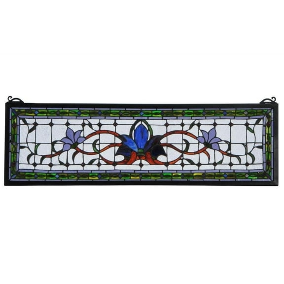 Meyda Violet Fairytale Transom Stained Glass Window Panel - n/a