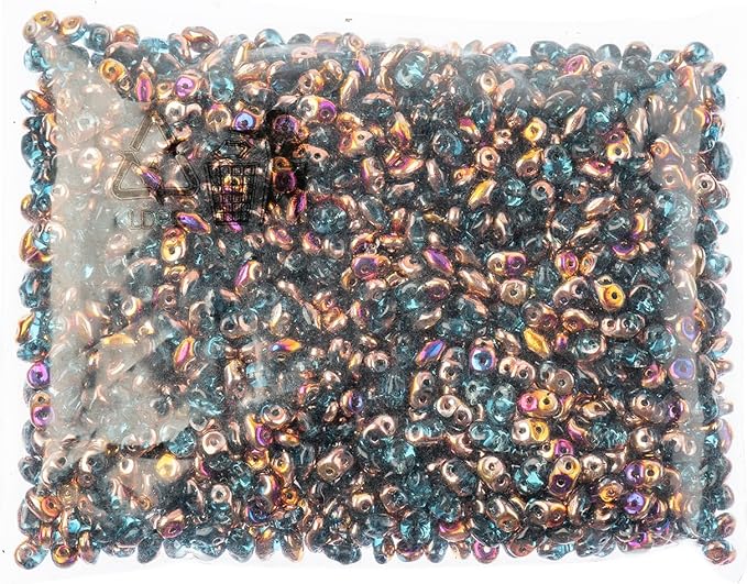 Matubo Czech Superduo 2-Hole 100g Aquamarine/Sliperit 60020-29500 Glass beads for Jewelry Making, DIY Crafts & Decoration