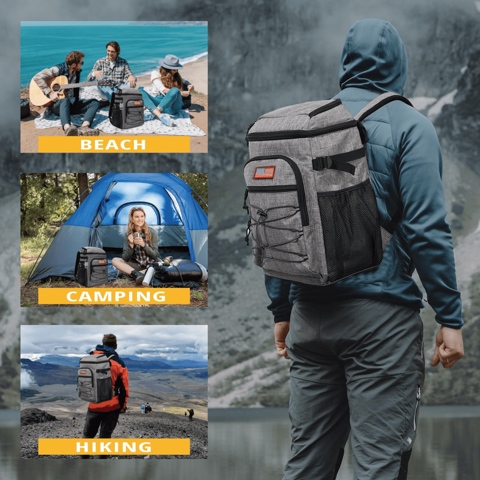 TRIPGEAR 25L Large Lunch Cooler Backpack Insulated Leak-Proof, Waterproof Ice Chest Backpack