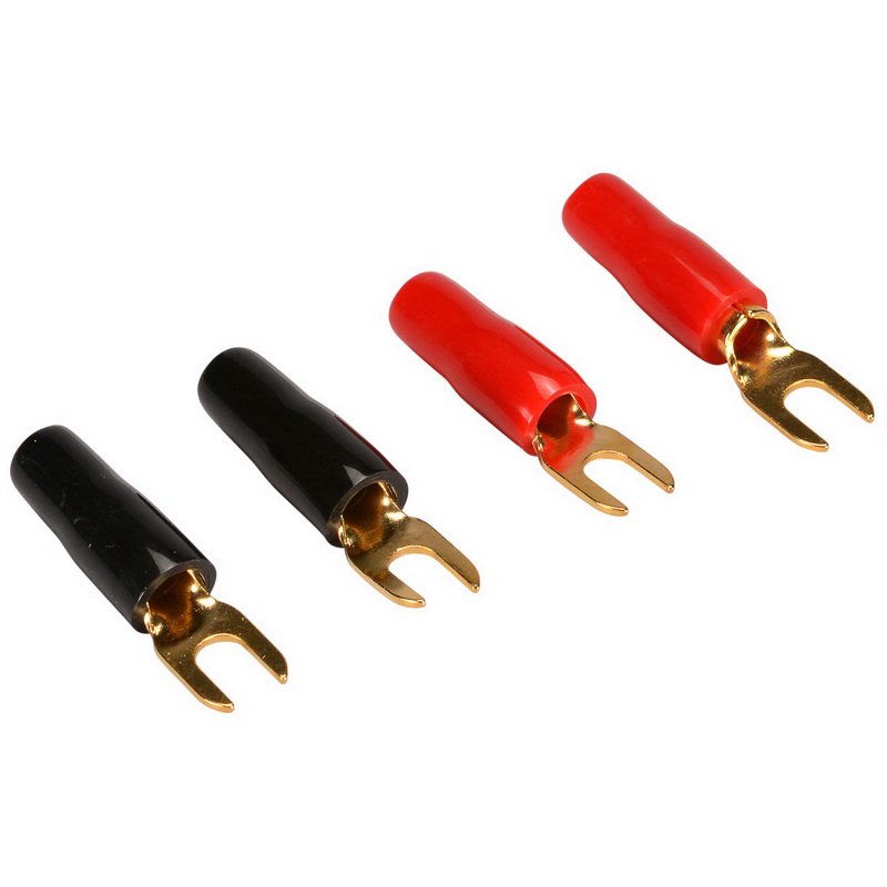 Gold Spade Lug Crimp Terminal 10 AWG 8 2 Pair