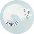thumbnail image 6 of Nuloom Adalynn SpinClean Sleepy Cat Kids Machine Washable Area Rug, 4', Round, Adalynn Baby Blue, 6 of 9
