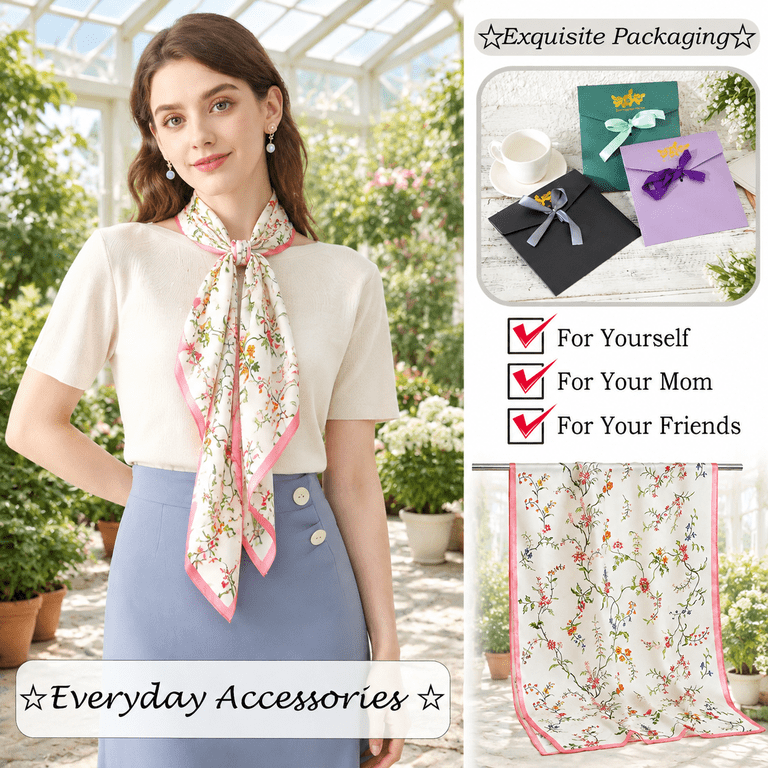 Cute Floret-pink Satin Silk Scarf Shawl Wrap for Evening Dresses and ...