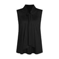 thumbnail image 4 of GPOECD Sleeveless Blouses for Women Elegant Satin Camisole with Bow Tie Detail V Neck Casual Tank Top Womens Tops Black,XL, 4 of 4