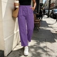 thumbnail image 6 of Hurxie Women Casual Lightweight Drawstring Elastic Waist Pants with Pockets Purple,L, 6 of 6