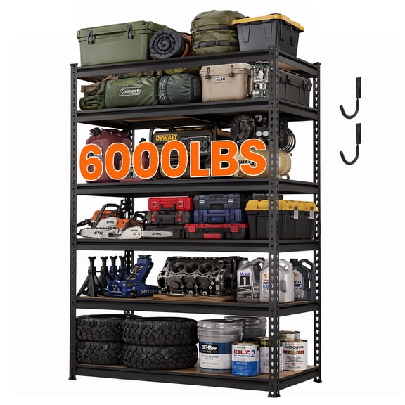 DYNALOAD 6000 lb Heavy Duty Garage Shelving Unit, 5-Tier Adjustable Metal Storage Shelves, 48" W x 24" D x 72" H