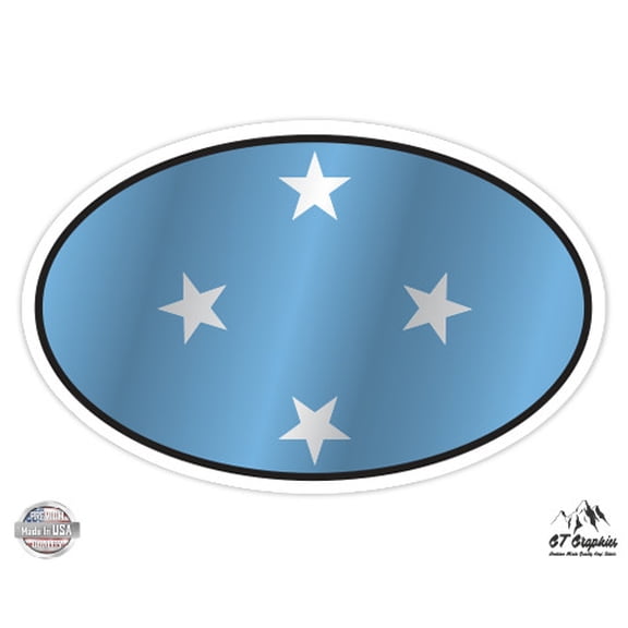 Micronesia Flag Oval - 3" Vinyl Sticker - For Car Laptop I-Pad Phone Helmet Hard Hat - Waterproof Decal