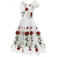 thumbnail image 2 of SWSMCLT Women's Cocktail Rose Floral Printed Vintage Dresses Dress Semi Formal Gala Mesh White 18W, 2 of 5