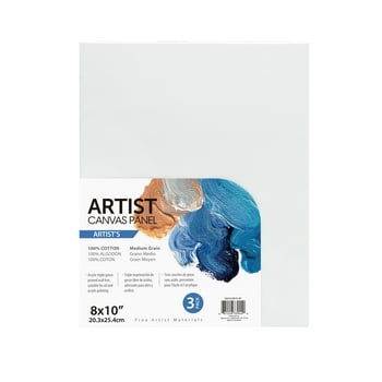 Artist Canvas Panel, 100% Cotton  Free White Canvas, 8"X10", 3 Pieces