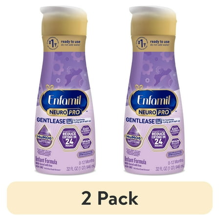 (2 pack) Enfamil NeuroPro Gentlease Ready to Feed Infant Formula, 32 fl oz, Reduces Fussiness and Supports Brain Development