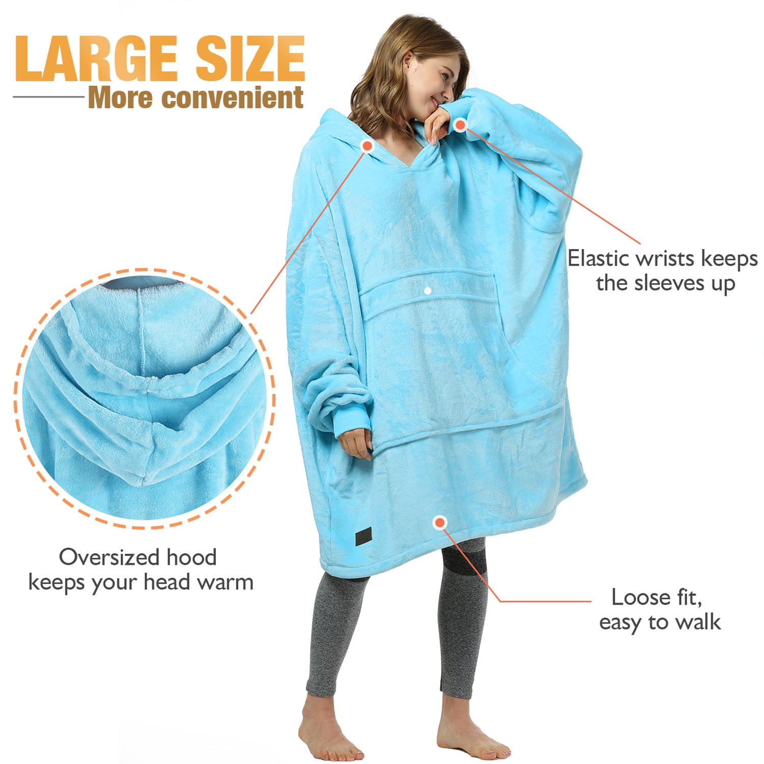 Catalonia Oversized Blanket Hoodie Sweatshirt, Lavender Wearable Fleece Pullover, Gift for Adults Men Women
