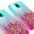 thumbnail image 4 of Liquid Glitter Phone Case for Cricket Debut/Vision 3/AT&T Calypso 1 & 2 (U318AA/U319AA) Case Cover w/Tempered Glass Screen Protector - Pink/Teal, 4 of 5