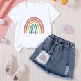 thumbnail image 2 of larppty Toddler Baby Girl Birthday Outfit Birthday Girl Shirt and Elastic Skirt Set Cute Summer Clothes Smash Cake Outfits（S， 5-6 Years）, 2 of 3