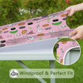 thumbnail image 6 of Pink Halloween Elements Pattern Square Fitted Tablecloth with Elastic Edge,Square Table Cover,Washable Elastic Table Cover for Home Kitchen Party Decor 36"x36", 6 of 6
