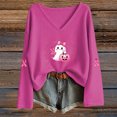 thumbnail image 2 of Women's Breast Cancer Pink Ribbon Graphic Tshirts Plus Size Trendy Letter Printed Long Sleeve Fall Tops Ladies Causal Loose Fit V Neck Tees Hot Pink0812 M, 2 of 3