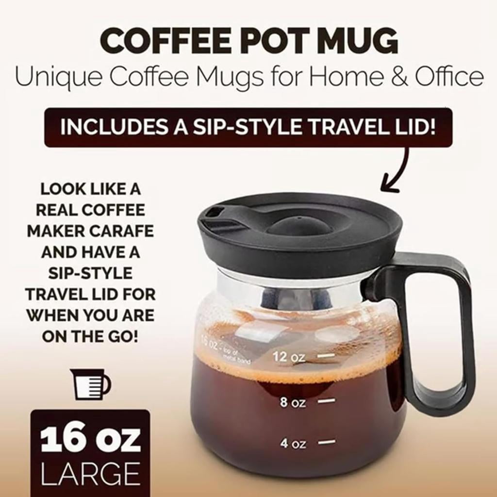 16Ounce Glass Coffee Cup With Secure Cover And Nonslip Grips Ideal For Teas Juices Or Espressos Drink