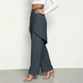 thumbnail image 6 of TEAJOPSUU Women's Wide Leg Pants High Waisted Tie Waist Wrap Pants with Pockets Casual Solid Color Daily Pants Gray, 6 of 7
