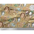 thumbnail image 3 of Soimoi Brown Heavy Satin Fabric Stripe & Animals Tribal Fabric Prints By Yard 54 Inch Wide, 3 of 3