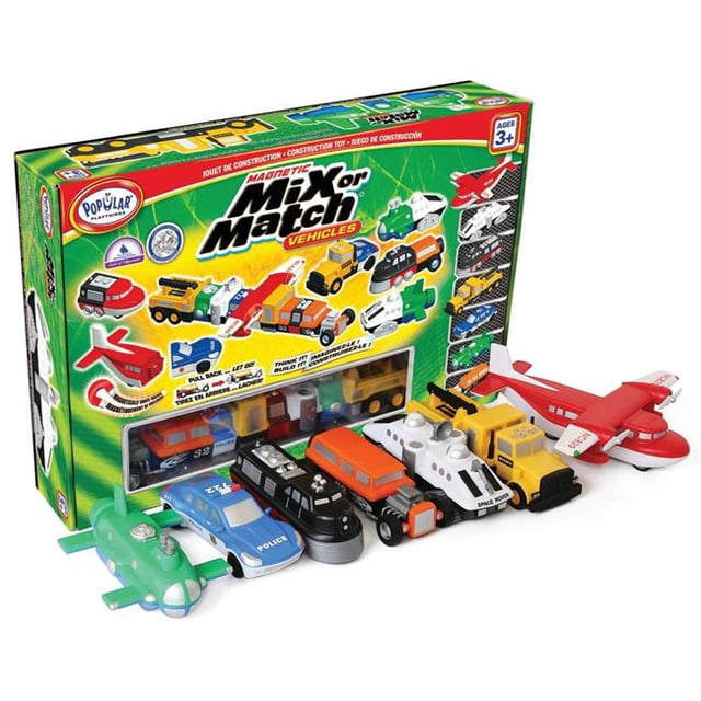 Popular Playthings Magnetic Mix or Match Vehicles Deluxe Game - 21 Piece