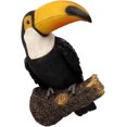 thumbnail image 4 of Estatua de pájaro de jardín, estatua de pájaro tucán de resina, escultura de pie de animal realista, adornos de árbol para patio al aire libre, patio, césped, decoración del hogar, 4 of 5