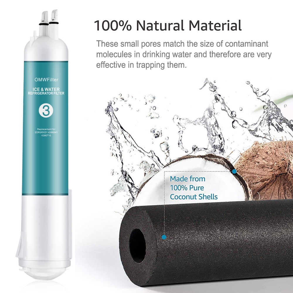EDR3/RXD1 Water Filter 3 Replacement Compatible with Ice and Water Refrigerator Filter 4396841 4396710 4396710P 4396841P 9030 9083 469083 469030 46-9083 46-9030 P1RFWB2 P1WB2 P1WB2L T1RFKB1, 2-Pack