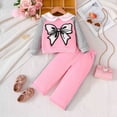 thumbnail image 4 of Pandaie Big Bow Embroidery Sweatsuit for Toddler Girls Raglan Doll Neck Sweet Clothes Outfit 3T 4T 5T 6T Kids School Pullover Tracksuit Pink,5 Years, 4 of 7