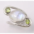 thumbnail image 3 of 5.7 Grams 925 Sterling Silver Rainbow Moonstone & Peridot 3 Gem Ring Size 9.5, 3 of 3