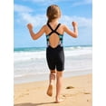 thumbnail image 7 of Aislor Girls One Piece Sleeveless Open Back Swimsuit Shorty Swim Jumpsuit For Beach Pool Swimming Bathing Suit Pink Lily&Black 8, 7 of 7