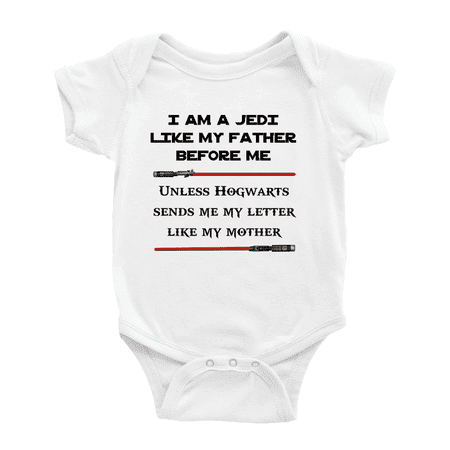 

I Am A Jedi Like My Father Before Me Baby Bodysuit Newborn Girl Boy Romper - White