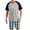 Blue D, variant on Mens Loungewear Set Plaid Print Raglan Color Block Short Pants Short Sleeve Crew Neck 2 Piece Homewear Set for Men