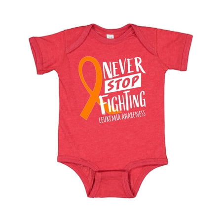

Inktastic Never Stop Fighting Leukemia Awareness Orange Ribbon Gift Baby Boy or Baby Girl Bodysuit
