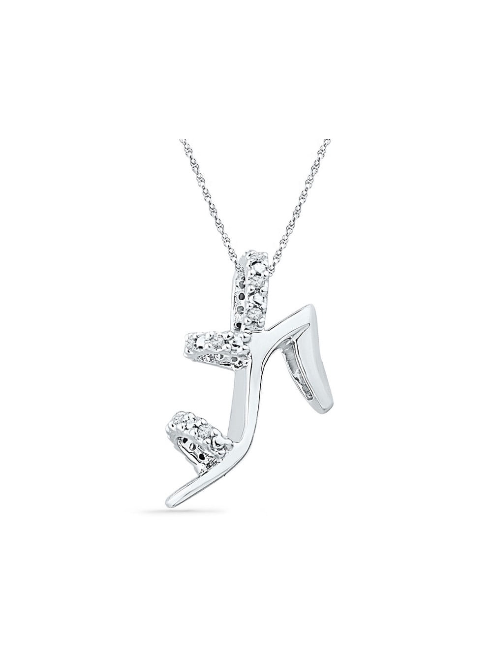 Diamant Chaussure Stiletto Charme Collier Pendentif en 1 CTW clarté I2-I3 1/20 Carat 