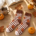 thumbnail image 5 of Thanksgiving Coral Fleece Crew Socks, Mid Calf Plush Cozy Socks With Heart And Mushroom Pattern, Soft Fuzzy House Socks For Women Girls, Warm Winter Sleep Socks, Cute Holiday Gift Socks, 5 of 5