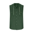 thumbnail image 4 of BiZtdJrK Sleeveless Hoodies for Men Drawstring Cotton Linen Button Down Hooded Shirts Loose Fit Beach Summer Gauze Tank Tops with Chest Pocket Green XL, 4 of 7