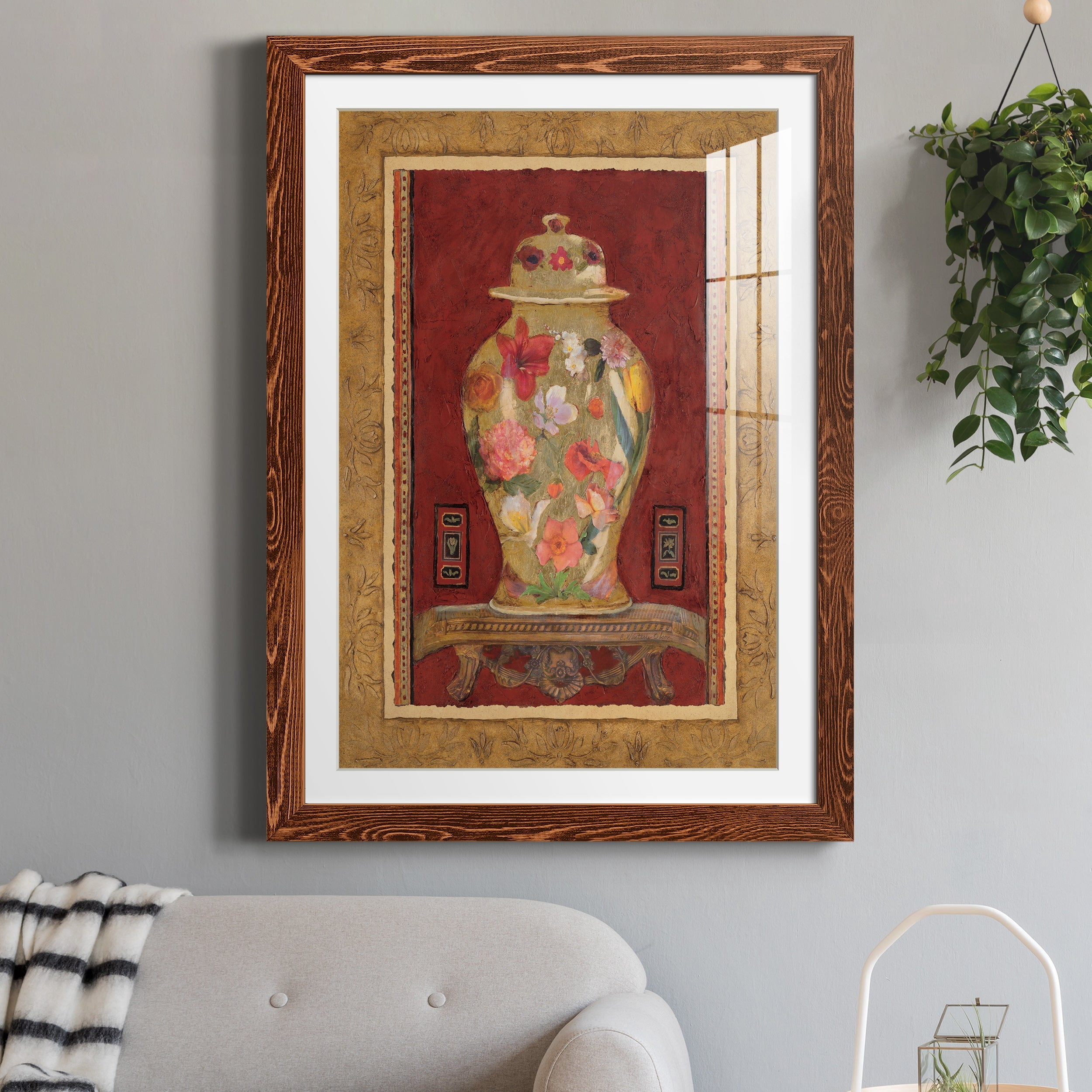 Romantic Urn I - Premium Framed Print - Distressed Barnwood Frame - Ready to Hang