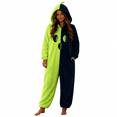 thumbnail image 3 of Green Halloween Pumpkin Onesie Adult Polyester Cozy Home Loungewear Plush Fleece Hooded One Piece Jumpsuit Pumpkin Pjs Pajamas S, 3 of 5