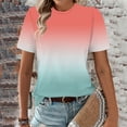 thumbnail image 2 of Ichuanyi Womens Summer Tops Trendy Gradient Color Print Short Sleeve Tshirts Shirts Crew Neck T Shirts Fashion, 2 of 7