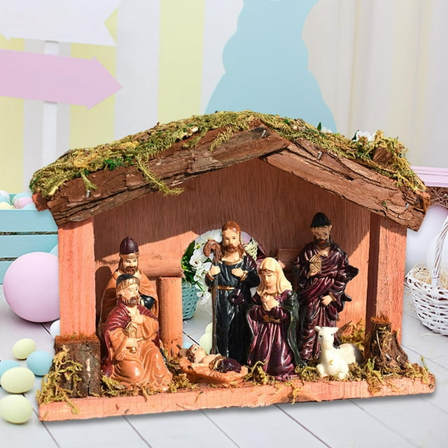 Figuras navideñas de Jesús de Belén, manualidades de dibujos animados, adorno de mesa, figuras decorativas para coleccionables, decoración de de