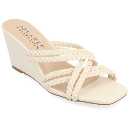 

Journee Collection Womens Baylen Braided Strap Slip On Wedge Sandals