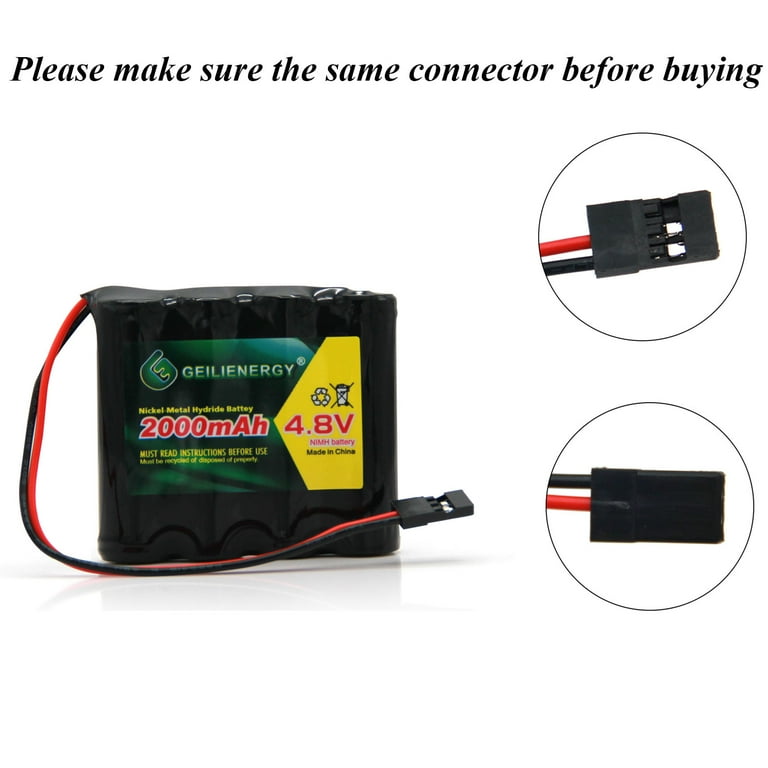 BAOBIAN 4.8V 2000mAh NiMH RX Receiver Battery Pack RC Futaba Hitec JR for RC Cars and Airplanes 1 Pack Walmart