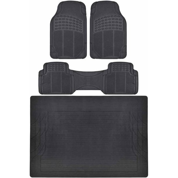 BDK Car Floor Mats with Cargo Mat, All Around Utility BDK Car Floor Mats with Cargo Mat, All Around Utility