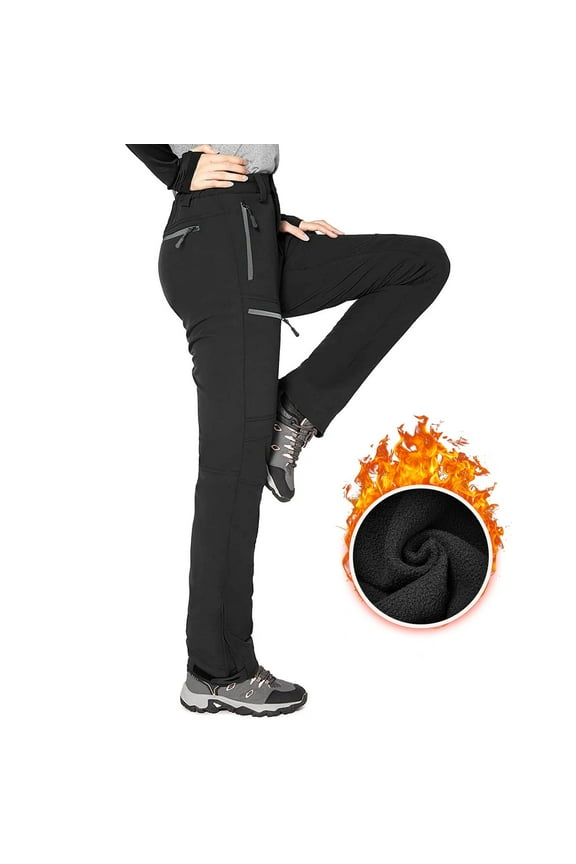 Women's Waterproof Hiking Pants Fleece Lined Ski Snow Winter Cargo Pants