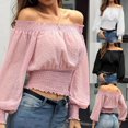 thumbnail image 1 of Women Sexy Off Shoulder Crop Tops Ladies Bardot Loose T Shirt Blouse Plus Size, 1 of 5