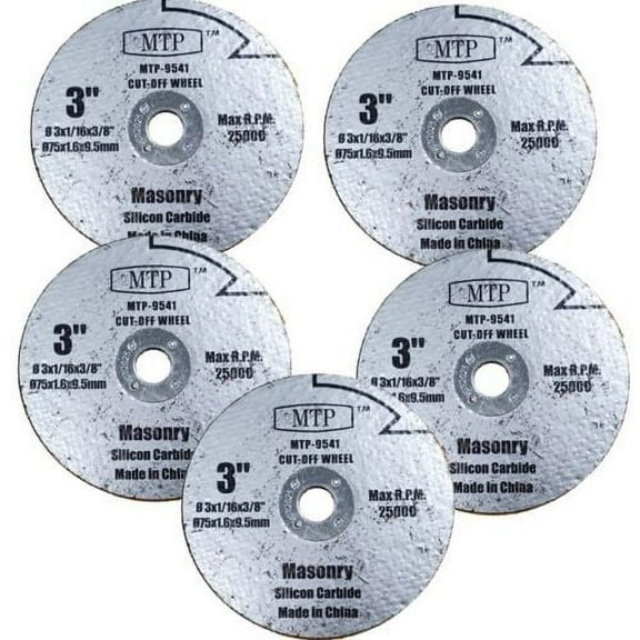MTP 5X 3" Masonry 3x3/8 Cutting Blade For Ryobi Milwaukee Dewalt 20V Worx Ridgid  Cut Off Saw 3/8" 9.5mm Arbor