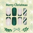 thumbnail image 3 of YTTAL Christmas Press On Nails Short Almond Green Fake Nails - False Nails with Designs White Snowflake Full Cover Matte Glue On Acrylic Nails for Women 24 Pcs, 3 of 5